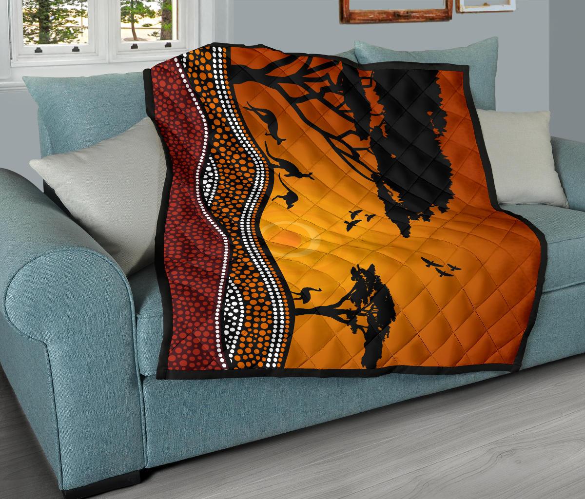 premium-quilts-kangaroo-coverlets-aboriginal-dot-painting-sunset