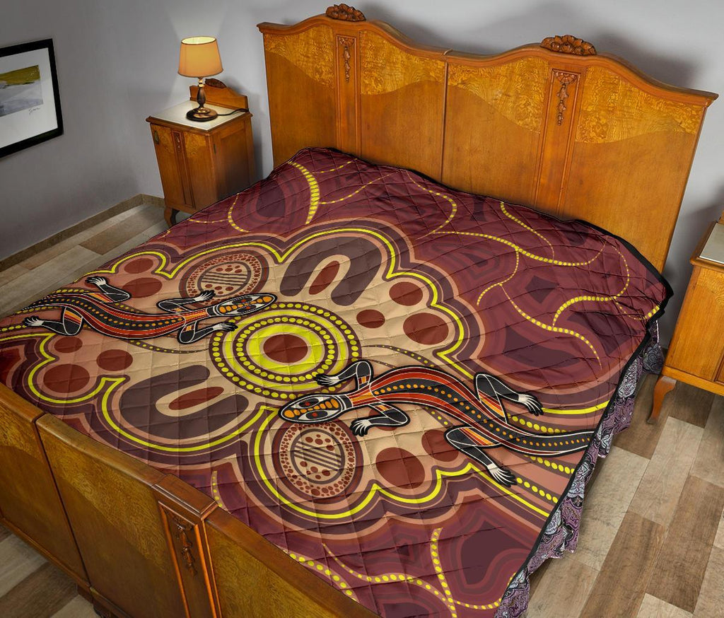 aboriginal-premium-quilt-indigenous-lizard-dot-painting-art