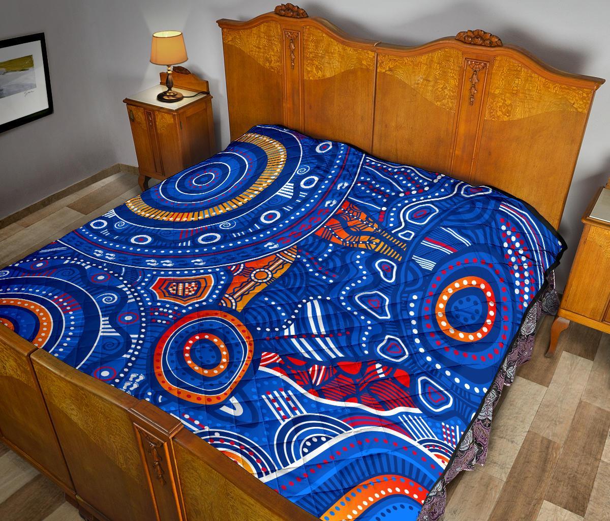 aboriginal-premium-quilt-indigenous-footprint-patterns-blue-color