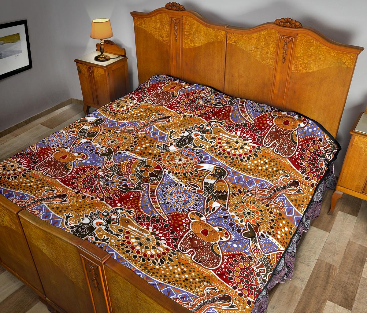 Premium Quilts Aboriginal Patterns Coverlets Australian Animals