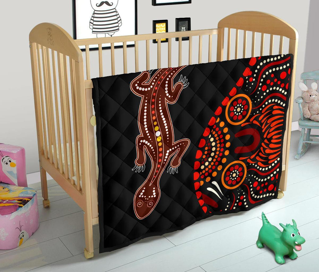 aboriginal-premium-quilt-aboriginal-lizard-with-dot-painting-pattern