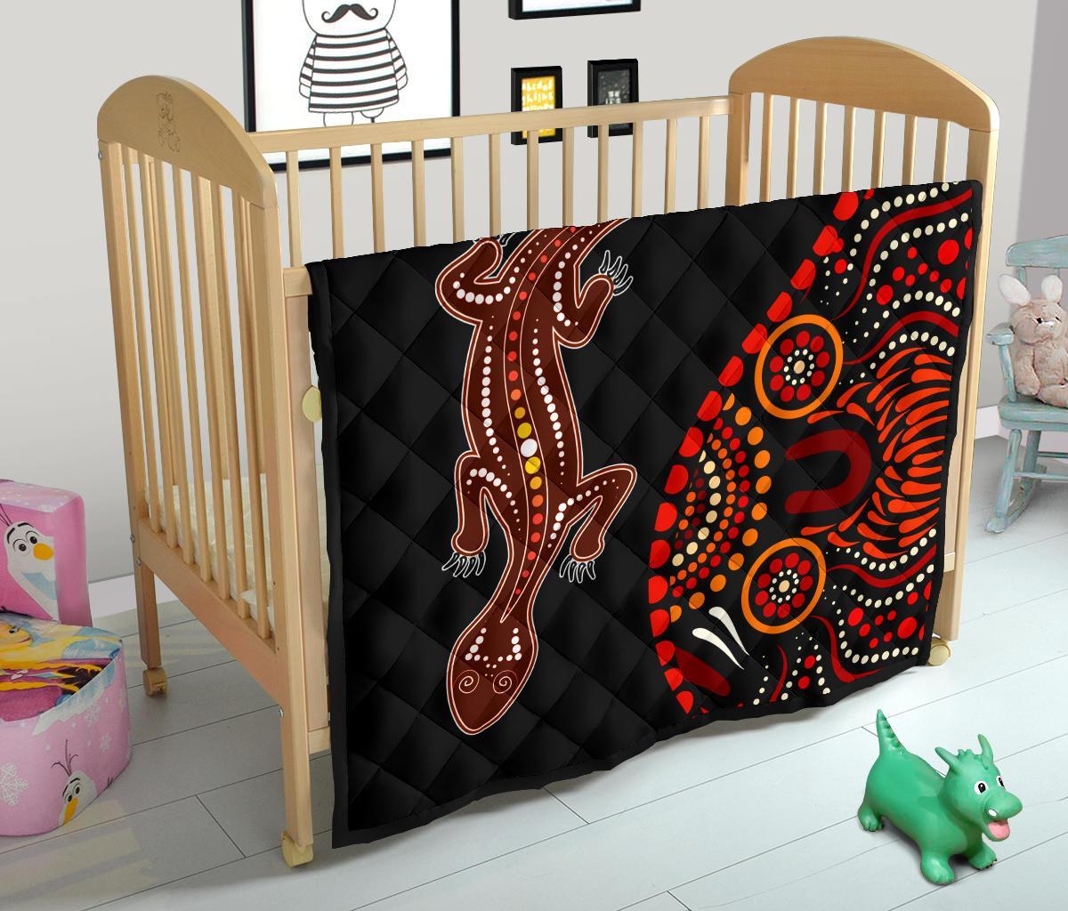 aboriginal-premium-quilt-aboriginal-lizard-with-dot-painting-pattern