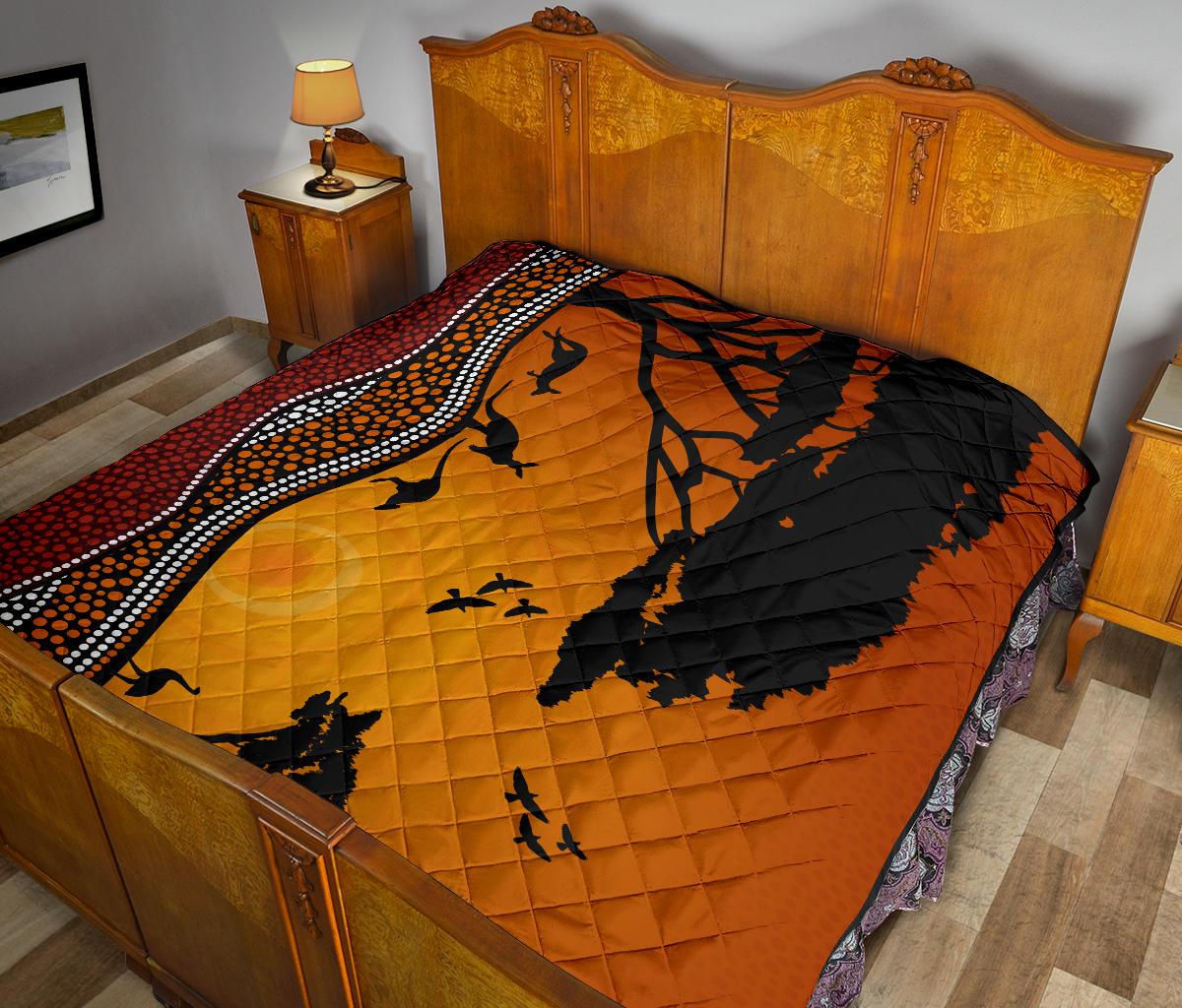 premium-quilts-kangaroo-coverlets-aboriginal-dot-painting-sunset