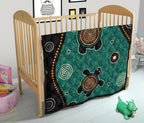 aboriginal-premium-quilt-australia-green-turtle-dot-painting-art