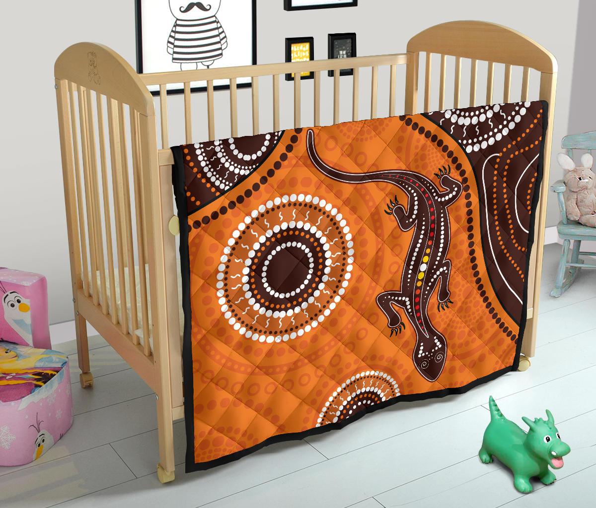 aboriginal-premium-quilt-australia-orange-lizard-aboriginal-art