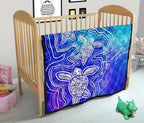aboriginal-premium-quilt-sea-turtle-with-indigenous-patterns-blue