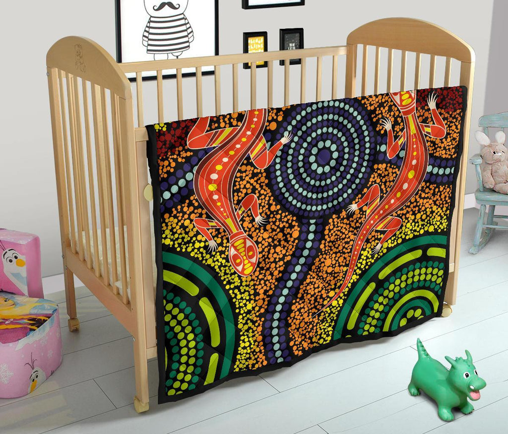 1st-australiapremium-quilt-aboriginal-two-lizards-dot-painting-circle