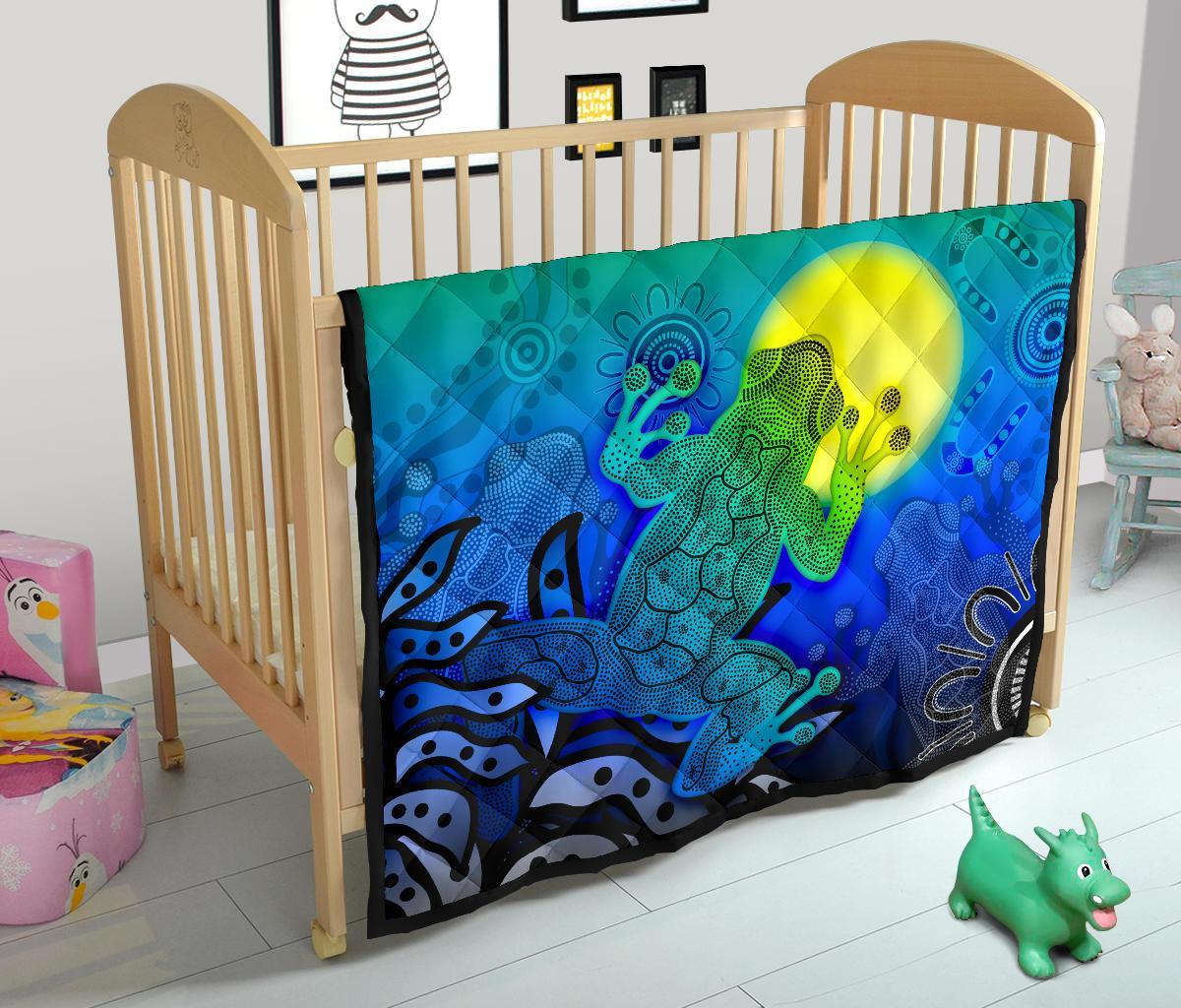 aboriginal-premium-quilt-indigenous-frog-blue
