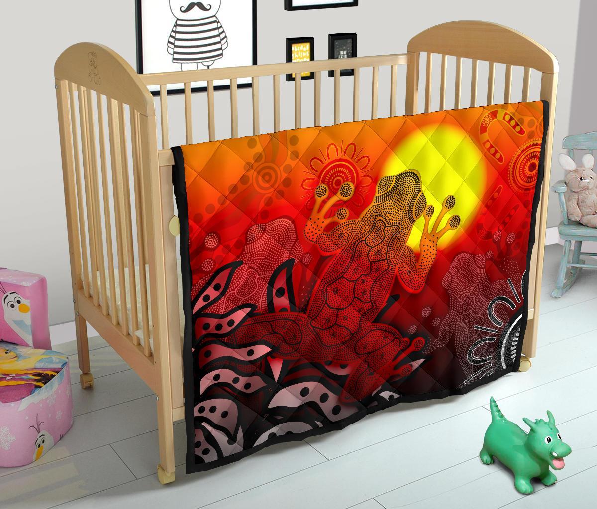 customaboriginal-premium-quilt-indigenous-frog-red