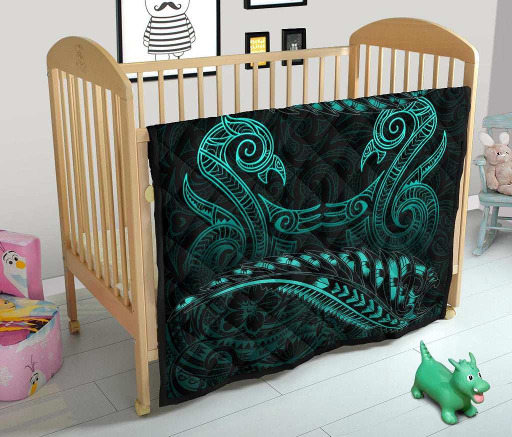 aotearoa-premium-quilt-turquoise-maori-manaia-with-silver-fern