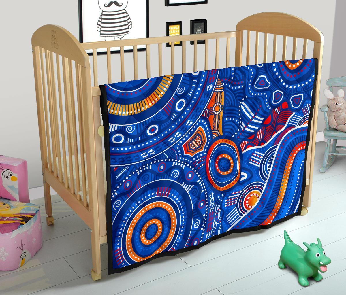 custom-text-aboriginal-premium-quilt-indigenous-footprint-patterns-blue-color