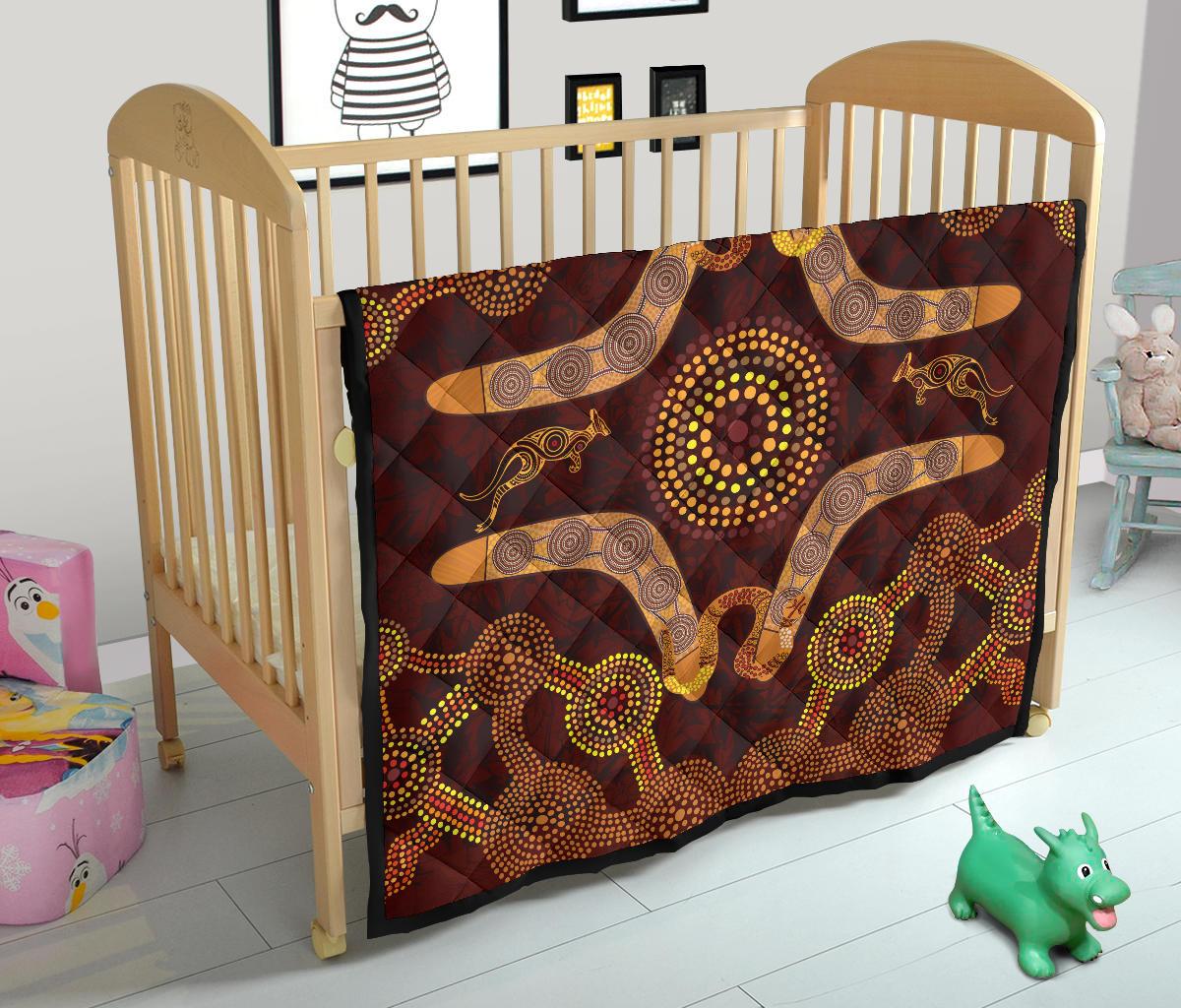 aboriginal-premium-quilt-kangaroo-boomerang-and-snake-dot-painting
