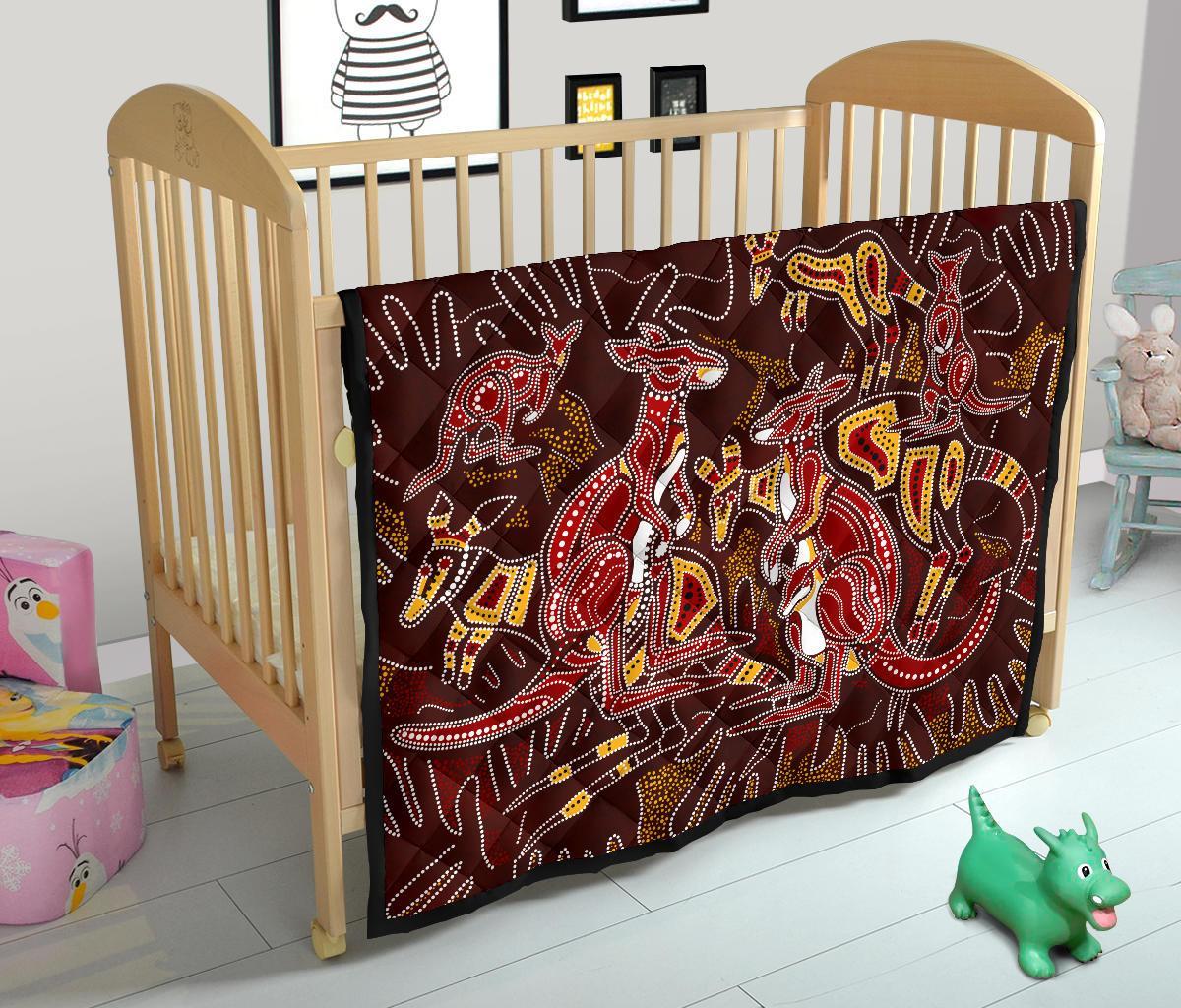 aboriginal-premium-quilt-kangaroo-family-with-hand-art