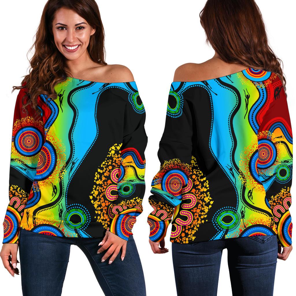 Off Shoulder Sweater - Aboriginal Sweater Blue Dream - Vibe Hoodie