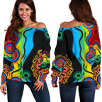 Off Shoulder Sweater - Aboriginal Sweater Blue Dream - Vibe Hoodie