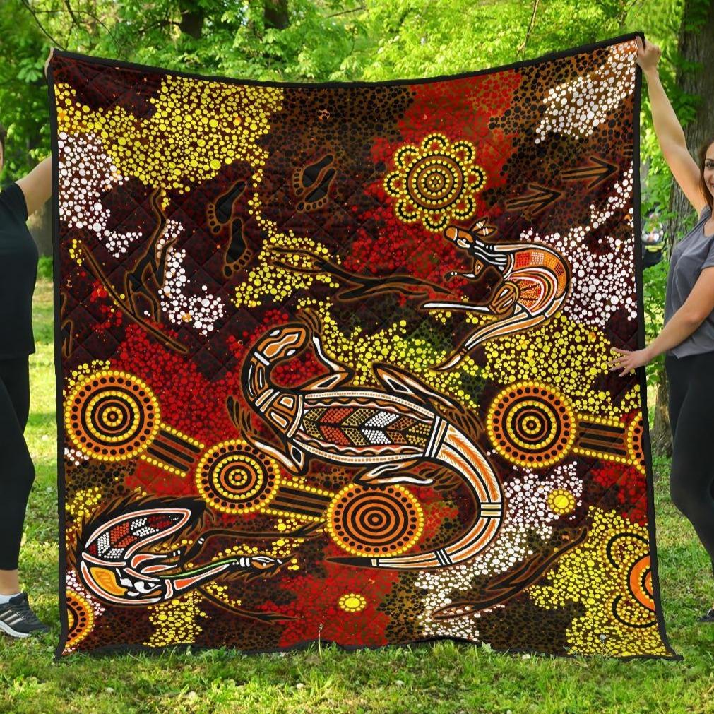 aboriginal-premium-quilt-kangaroo-and-lizard-dot-painting-art