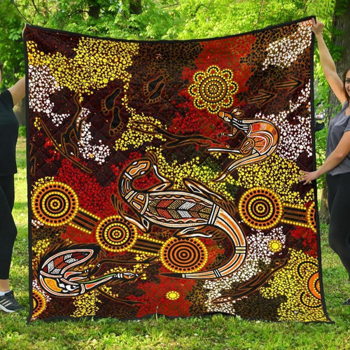 aboriginal-premium-quilt-kangaroo-and-lizard-dot-painting-art