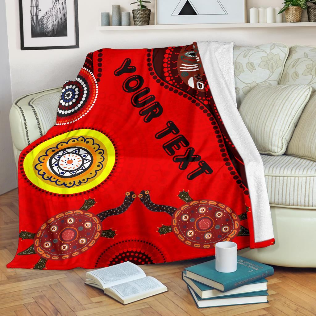 custom-text-premium-blanket-aboriginal-dot-pattern-turtle