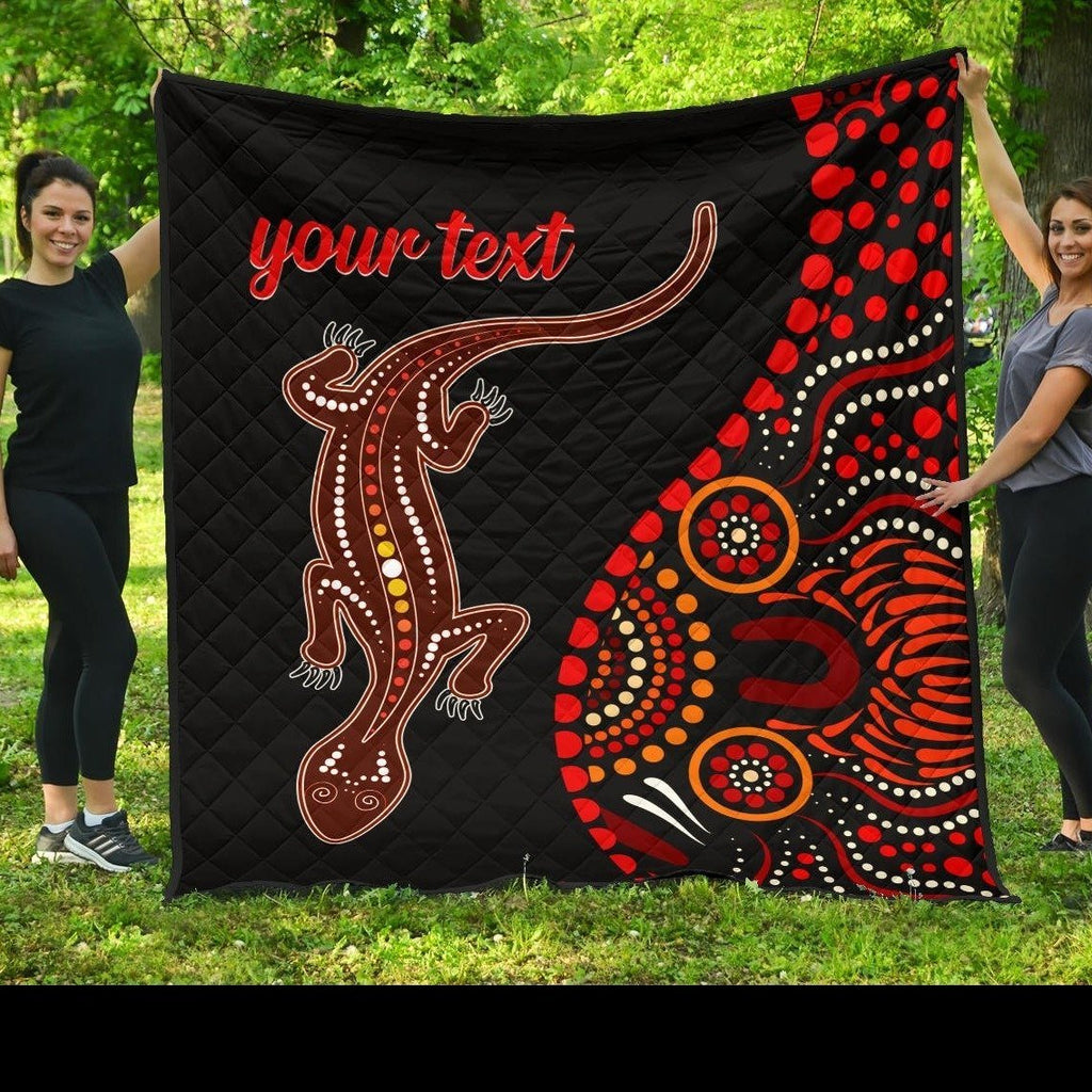 aboriginal-personalised-premium-quilt-aboriginal-lizard-with-dot-painting-pattern