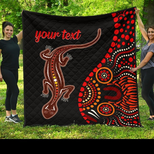 aboriginal-personalised-premium-quilt-aboriginal-lizard-with-dot-painting-pattern