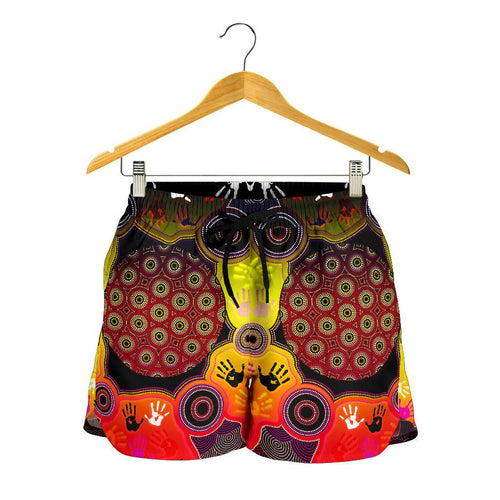 Aboriginal Women's Shorts, Indigenous Circle Dot Painting Hand Art - Vibe Hoodie