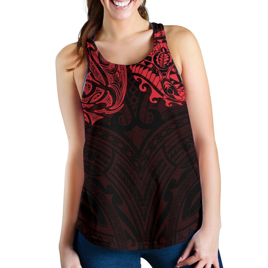 New Zealand Women'S Racerback Tank, Maori Polynesian Tattoo Red - Vibe Hoodie