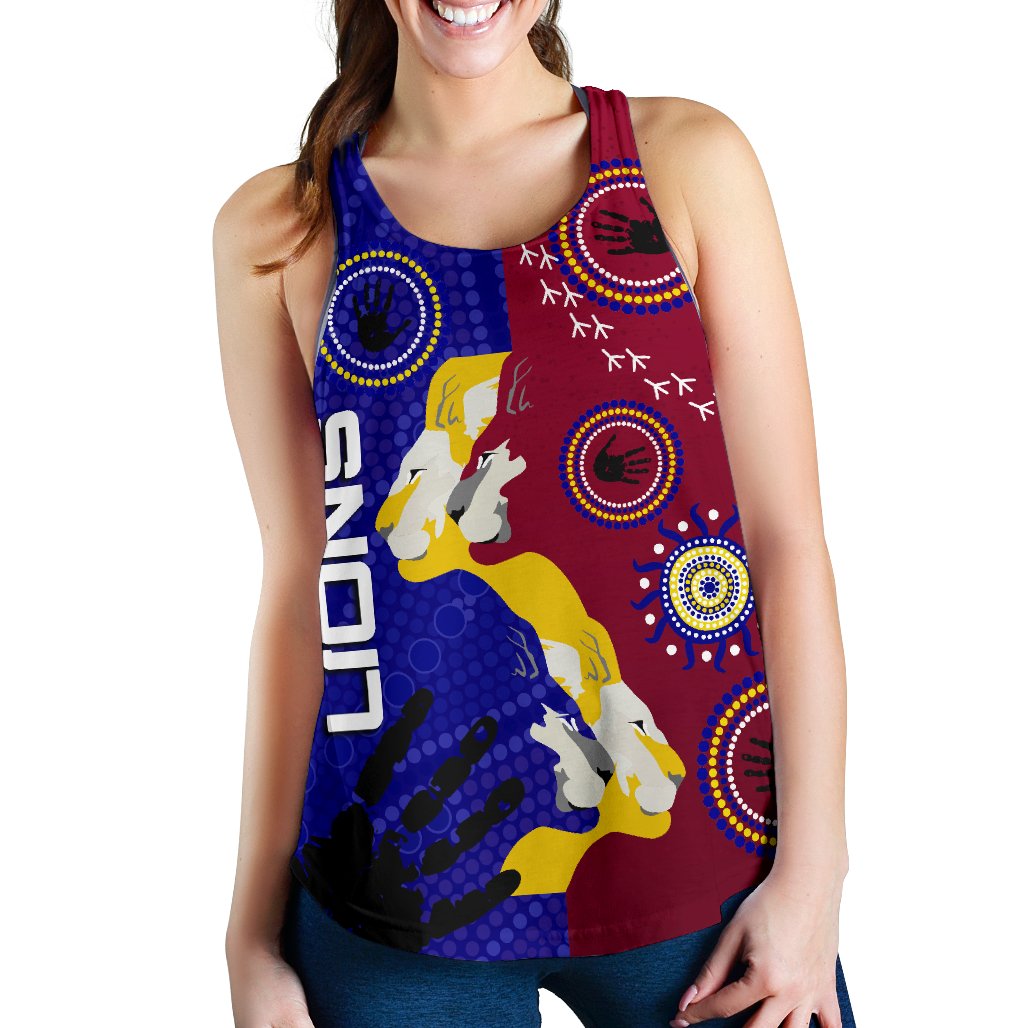 Naidoc Brisbane Lions Women Racerback Tank Indigenous Style - Vibe Hoodie