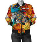 aboriginal-personalised-womens-bomber-jacket-turtle-indigenous-art