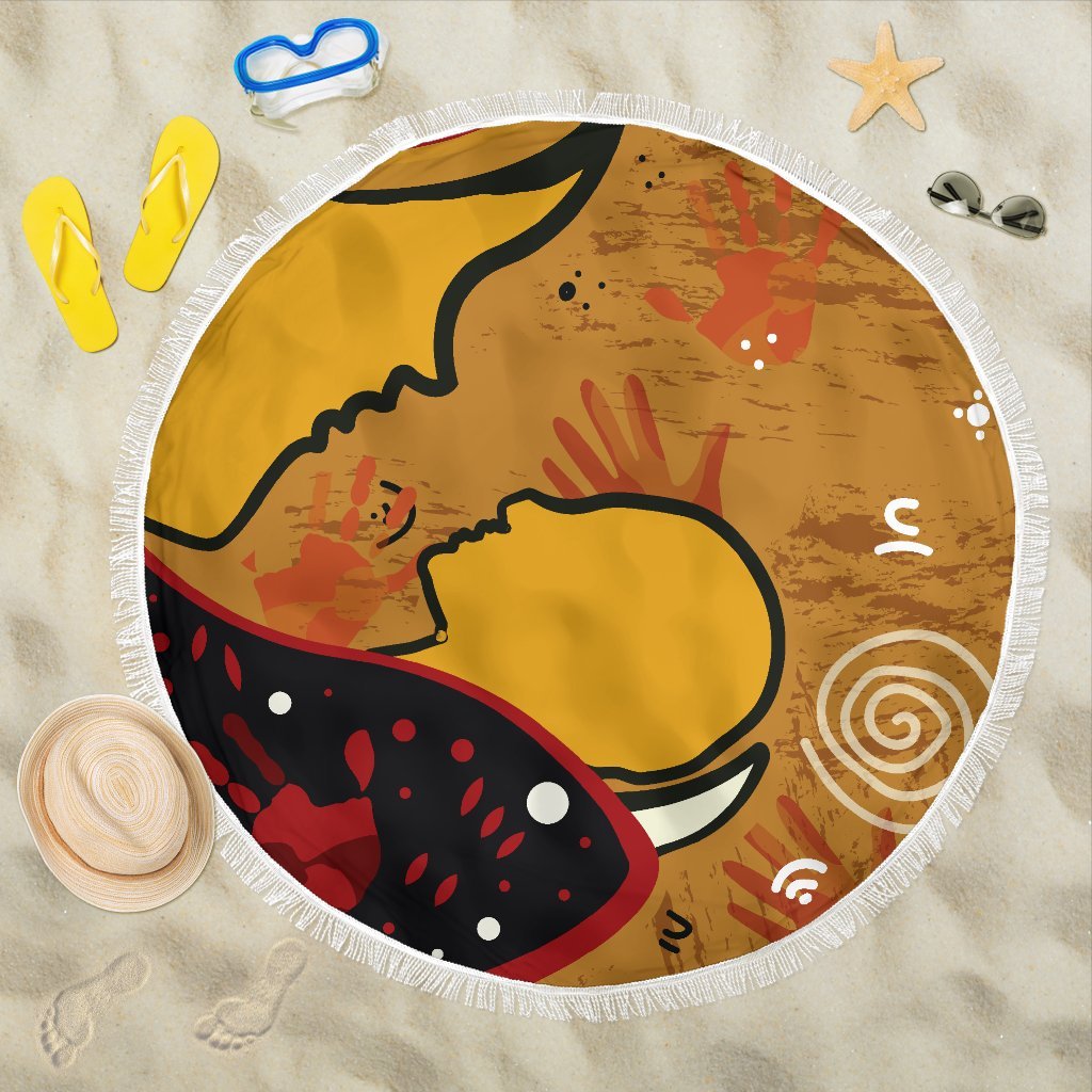 aboriginal-beach-blanket-mother-and-son-hand-art