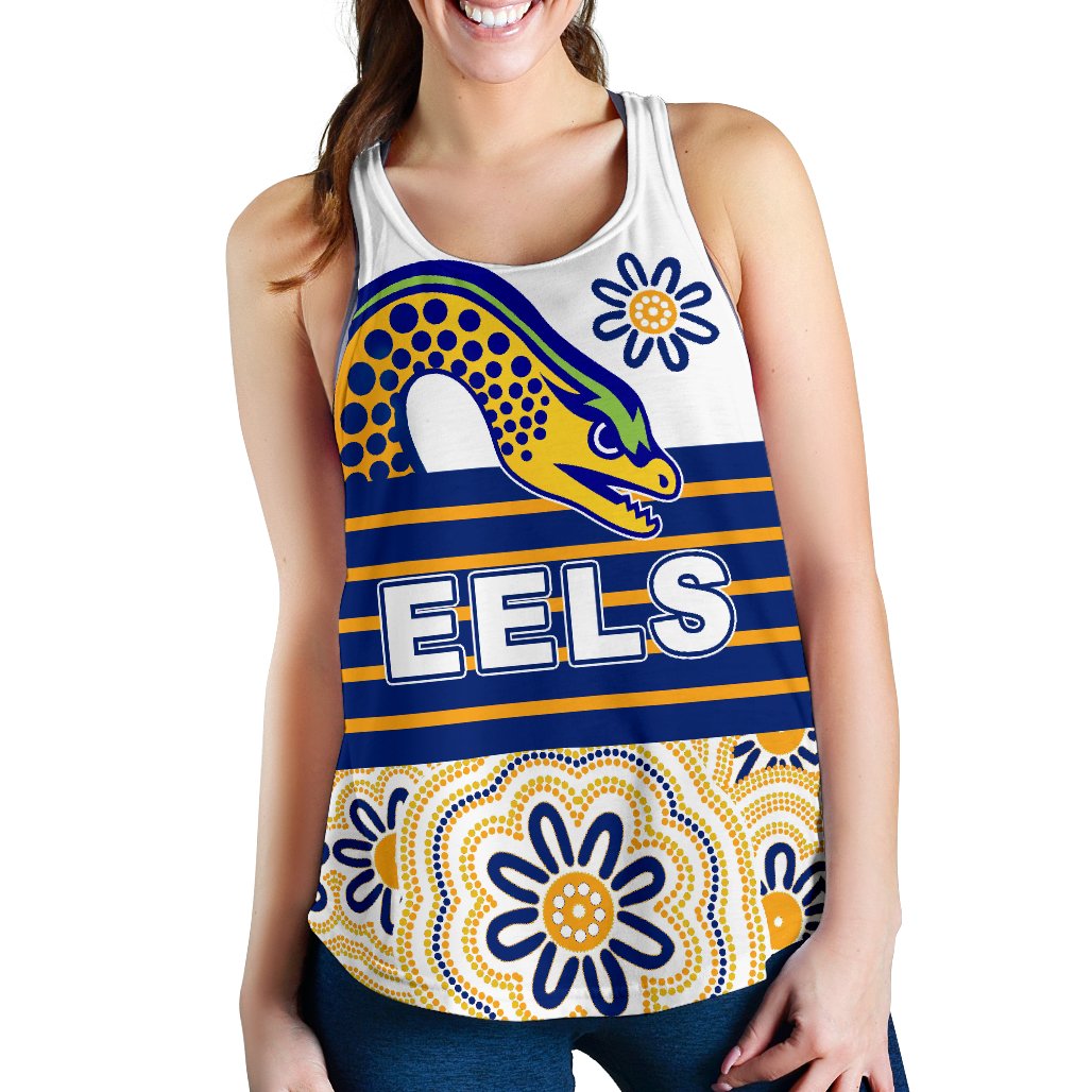 Eels Rugby Women Racerback Tank Indigenous Parramatta Newest White - Vibe Hoodie