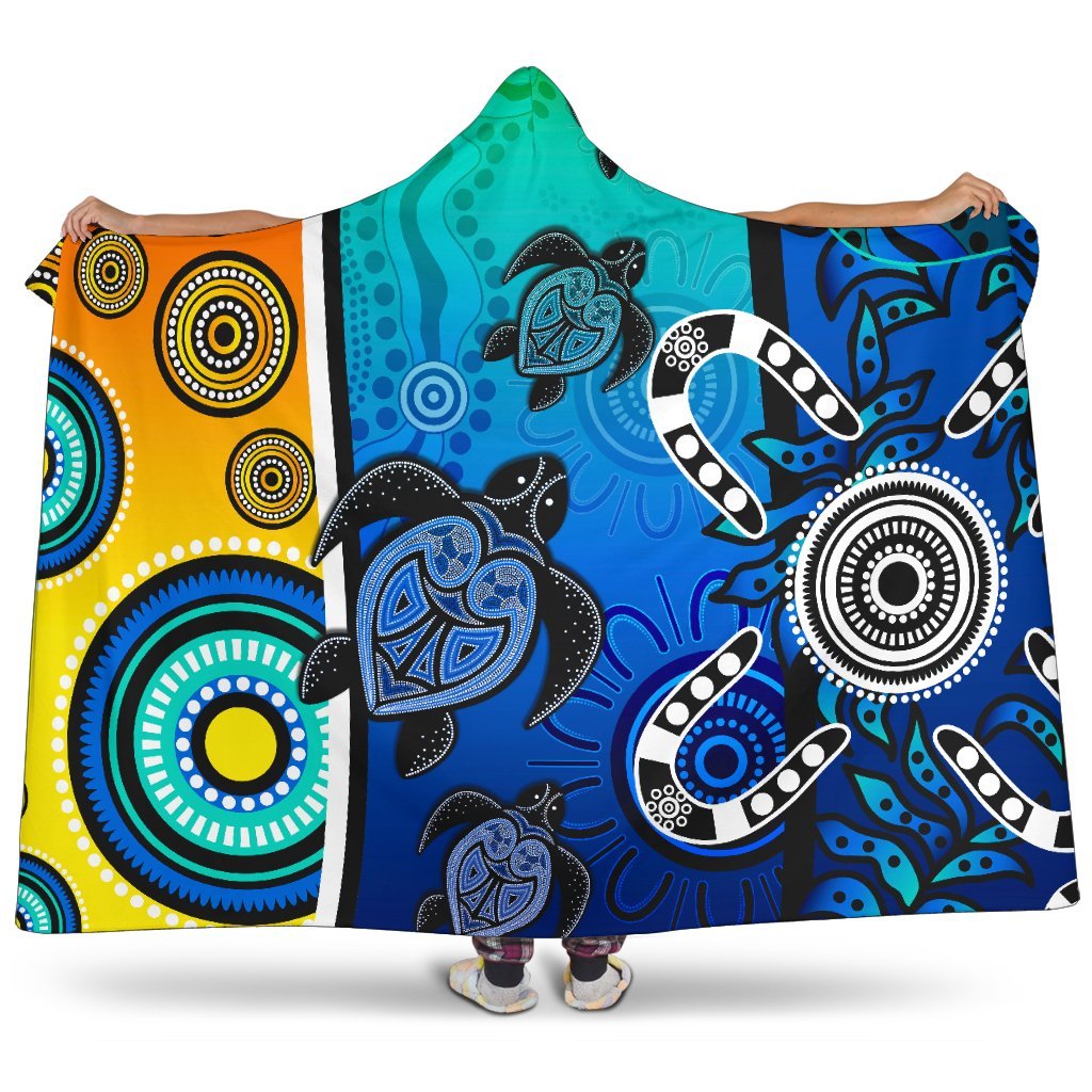 aboriginal-hooded-blanket-indigenous-turtle-dot-painting-art