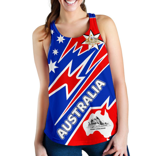 Racerback Tanks - Australia Flag Color And Coat Of - Vibe Hoodie