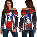 Off Shoulder Sweater - Anzac Day Sweater - Poppy Flowerss Dot Painting - Women - Vibe Hoodie