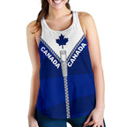 Canada Women Racerback Tank With Straight Zipper Style Blue - Vibe Hoodie