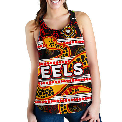 Parramatta Eels Women's Racerback Tank Tribal Style Black - Vibe Hoodie