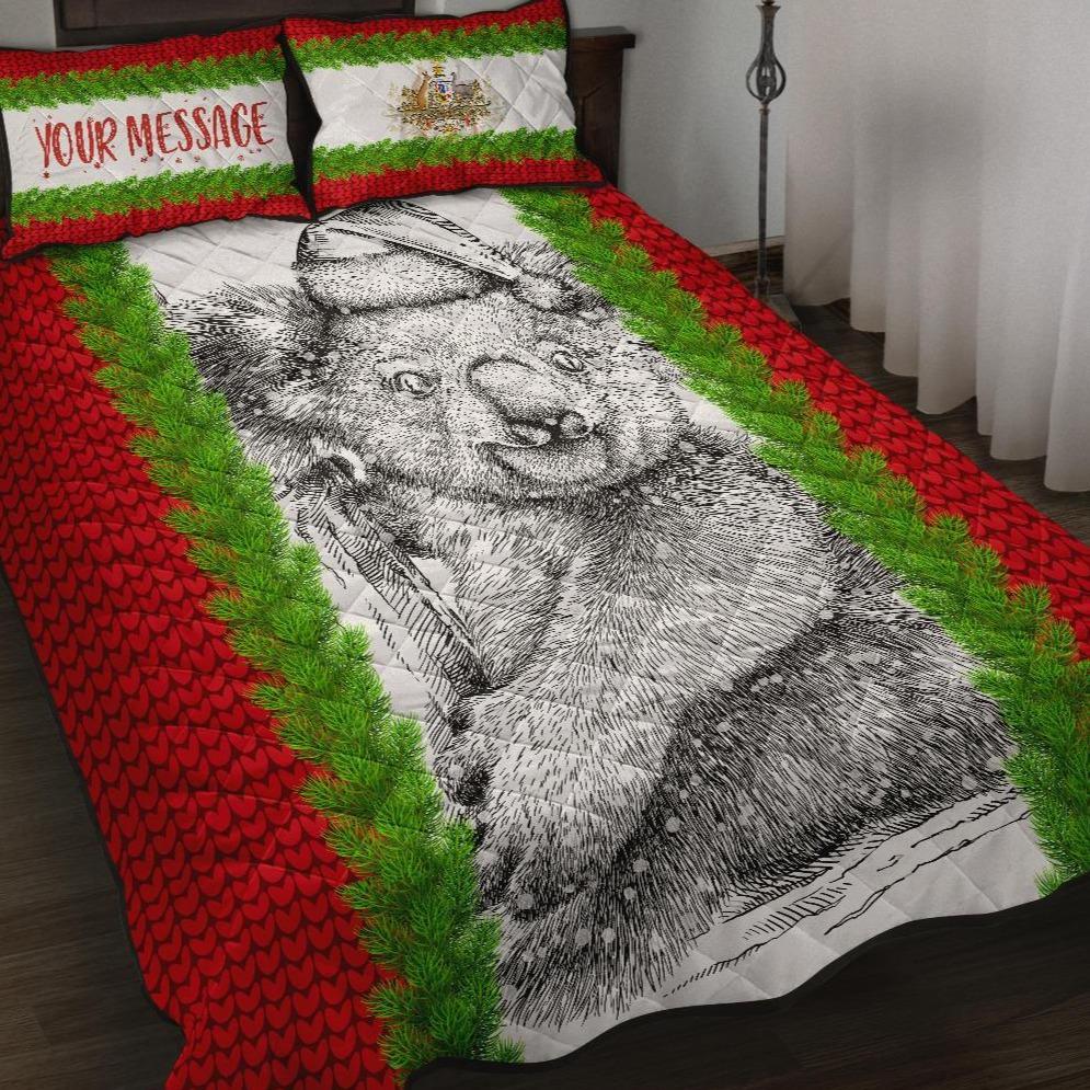 custom-christmas-quilt-bed-set-merry-christmas-koala