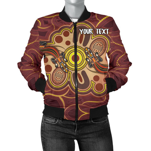 custom-aboriginal-womens-bomber-jacket-indigenous-lizard-dot-painting-art