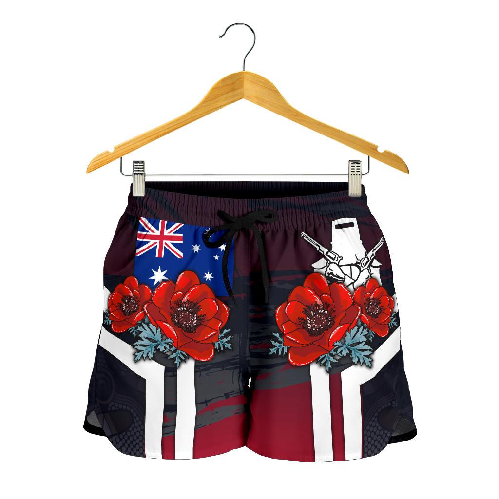 Shorts - Anzac Day Shorts - Poppy Flowerss Dot Painting - Women - Vibe Hoodie