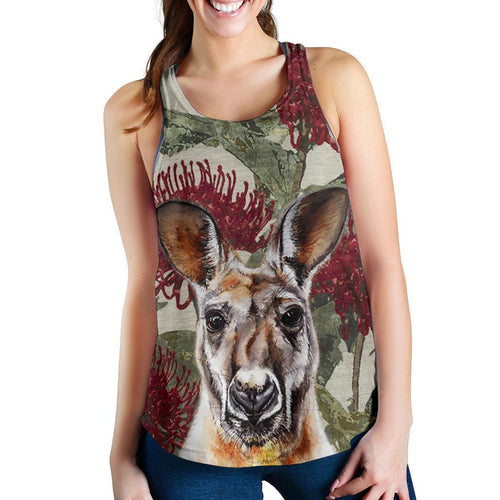 Racerback Tank - Kangaroo Top Tank Waratah Painting - Women - Vibe Hoodie