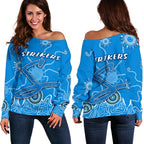 Strikers Women Off Shoulder Sweater Indigenous Blue Energy - Vibe Hoodie
