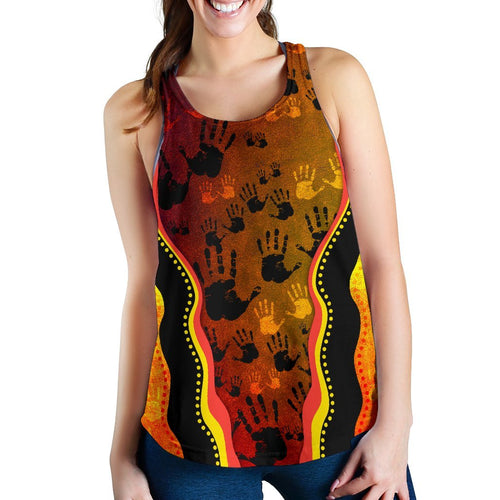 Racerback Tank - Aboriginal Patterns Tank Top Golden Style - Women - Vibe Hoodie