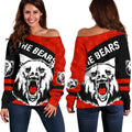 North Sydney Women Off Shoulder Sweater The Bears Sporty Style - Vibe Hoodie