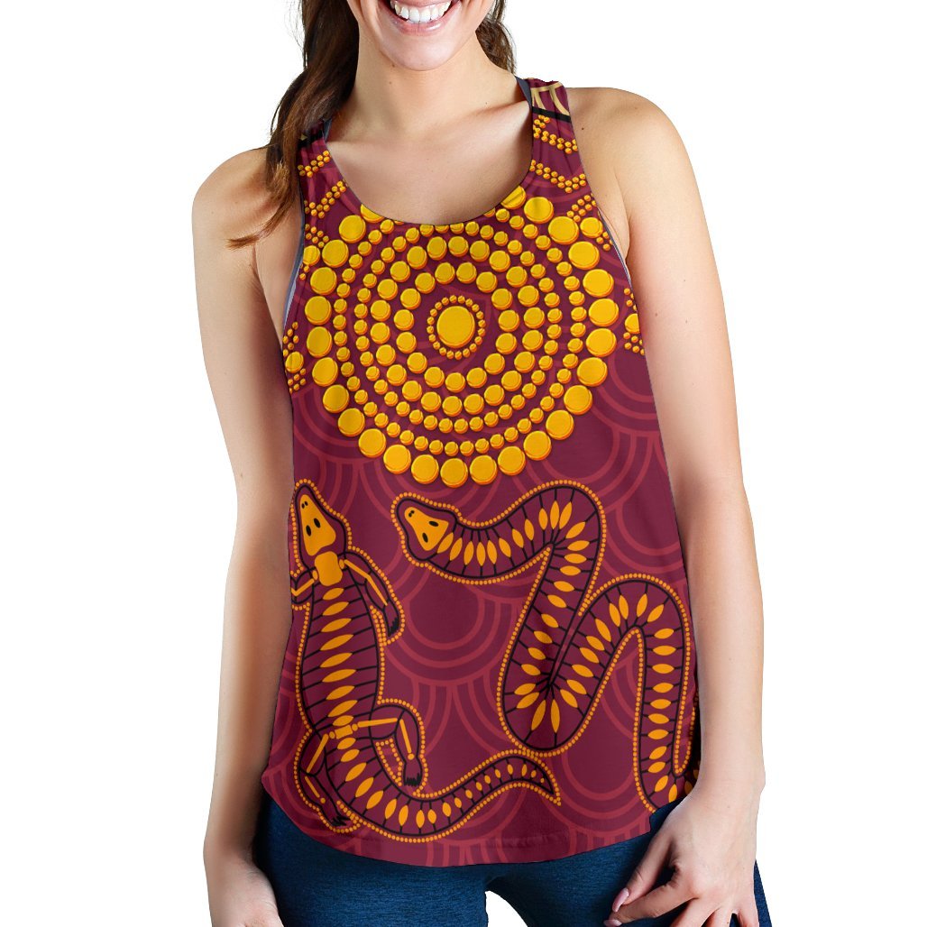 Aboriginal Women's Racerback Tank - Aboriginal Snake And Alligator - Vibe Hoodie