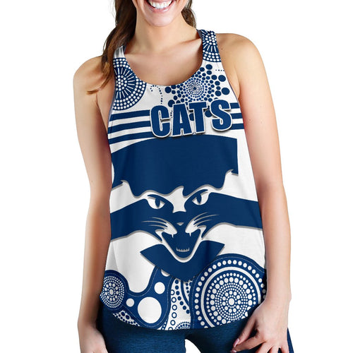 Cats Women Racerback Tank Geelong Indigenous - Vibe Hoodie