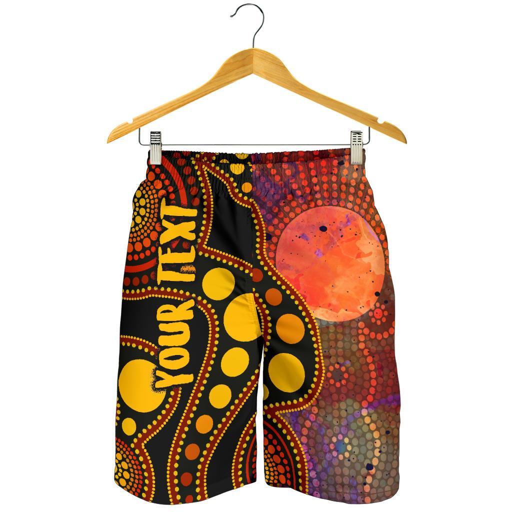 custom-text-aboriginal-mens-shorts-australia-indigenous-flag-circle-dot-painting-art-golden