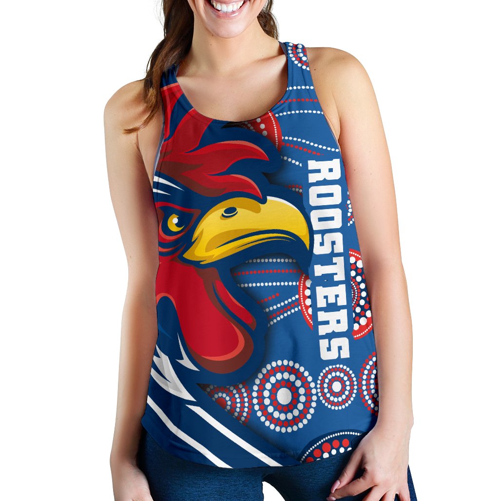 (Custom Personalised) Australia Roosters Women's Racerback Tank Three Tiles Style - Vibe Hoodie