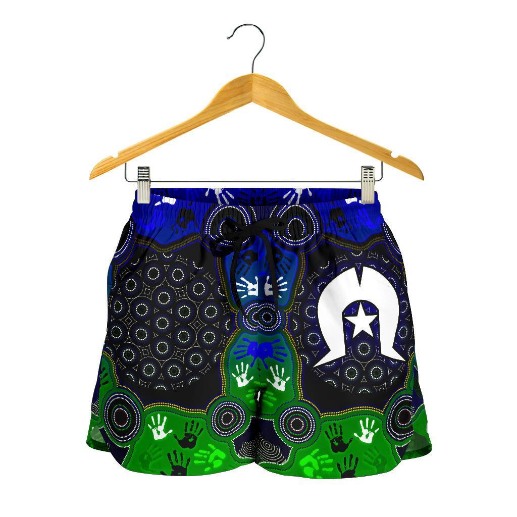 Aboriginal  Women's Short - Torres Strait Symbol With Indigenous Patterns - Vibe Hoodie