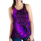Aotearoa Maori Women Racerback Tank Silver Fern Koru Vibes Purple - Vibe Hoodie