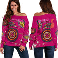 Sydney Women's Off Shoulder Sweater Sixers Indigenous - Magenta - Vibe Hoodie
