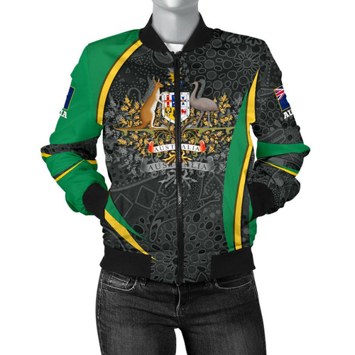 custom-text-bomber-jacket-australia-coat-of-arms-aussie-spirit-green